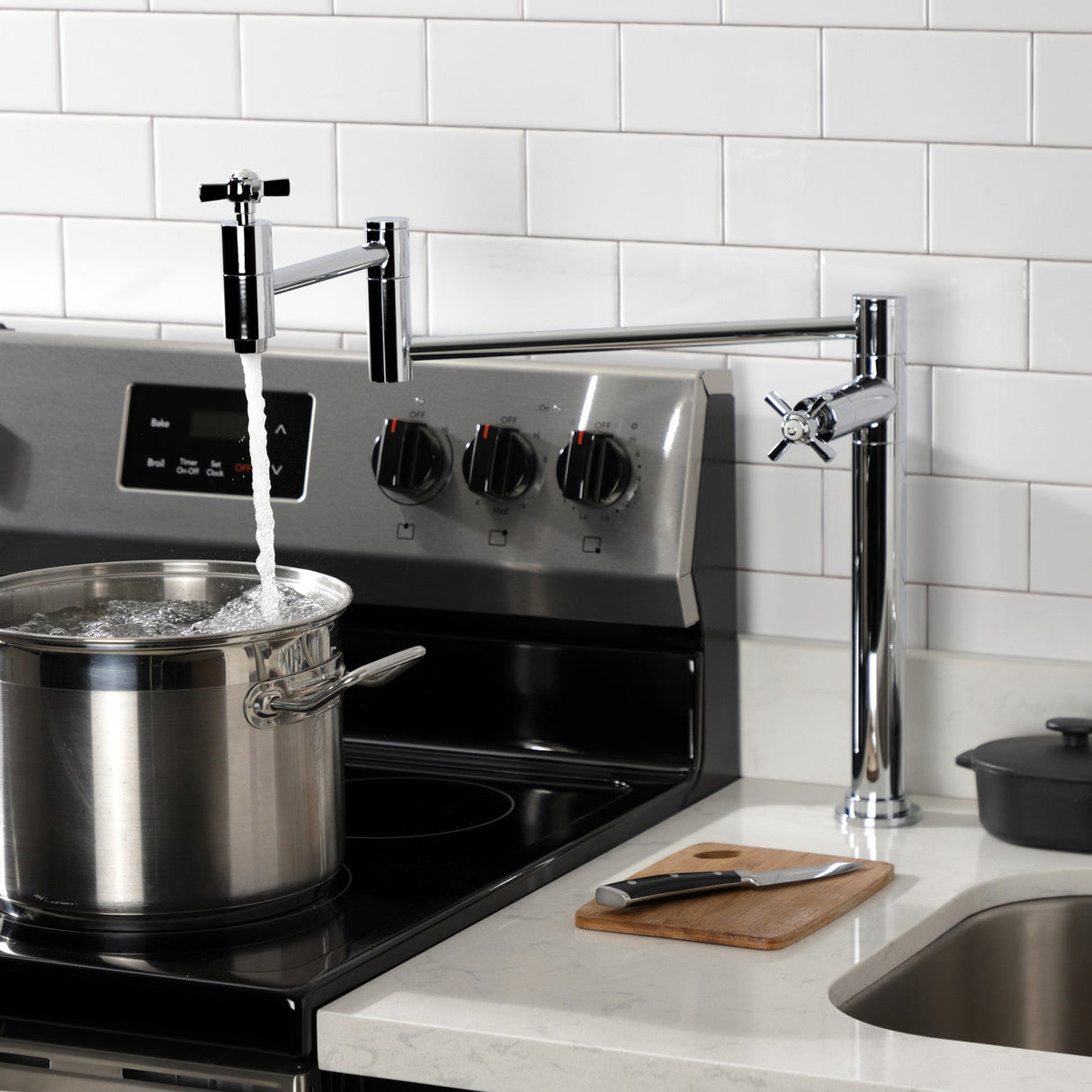 Millennium KS8701ZX Two-Handle 1-Hole Deck Mount Pot Filler, Polished Chrome