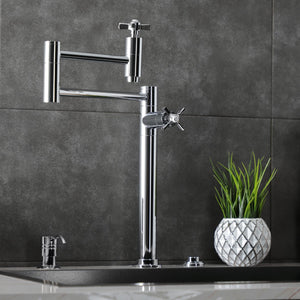 Millennium KS8701ZX Two-Handle 1-Hole Deck Mount Pot Filler, Polished Chrome