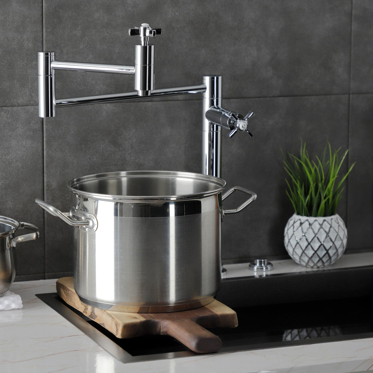 Millennium KS8701ZX Two-Handle 1-Hole Deck Mount Pot Filler, Polished Chrome