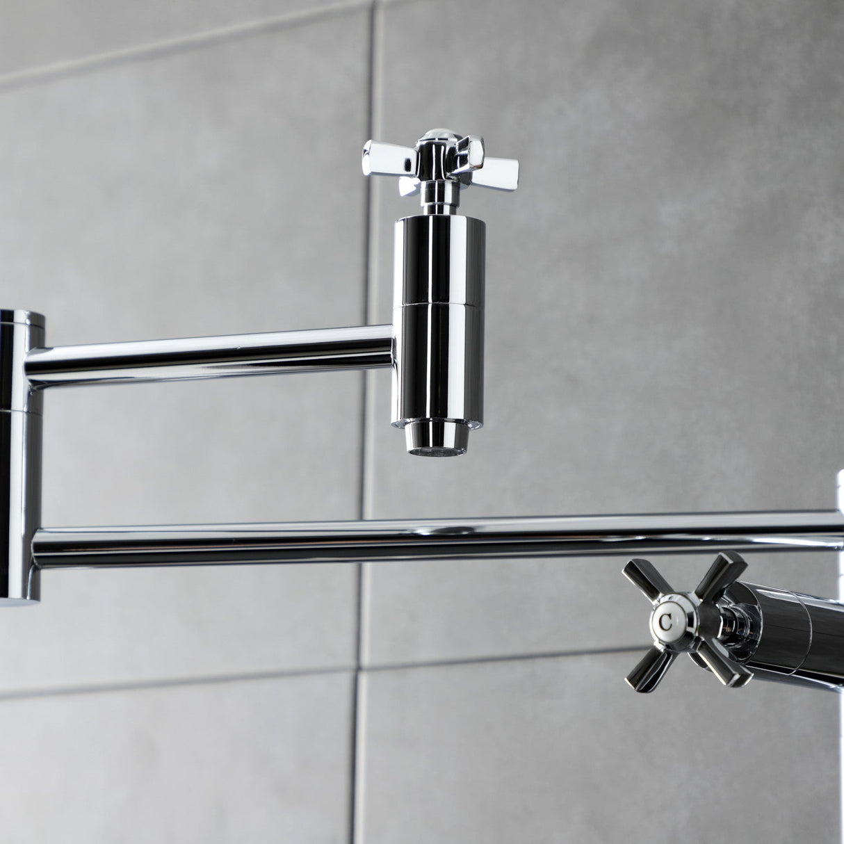 Millennium KS8701ZX Two-Handle 1-Hole Deck Mount Pot Filler, Polished Chrome