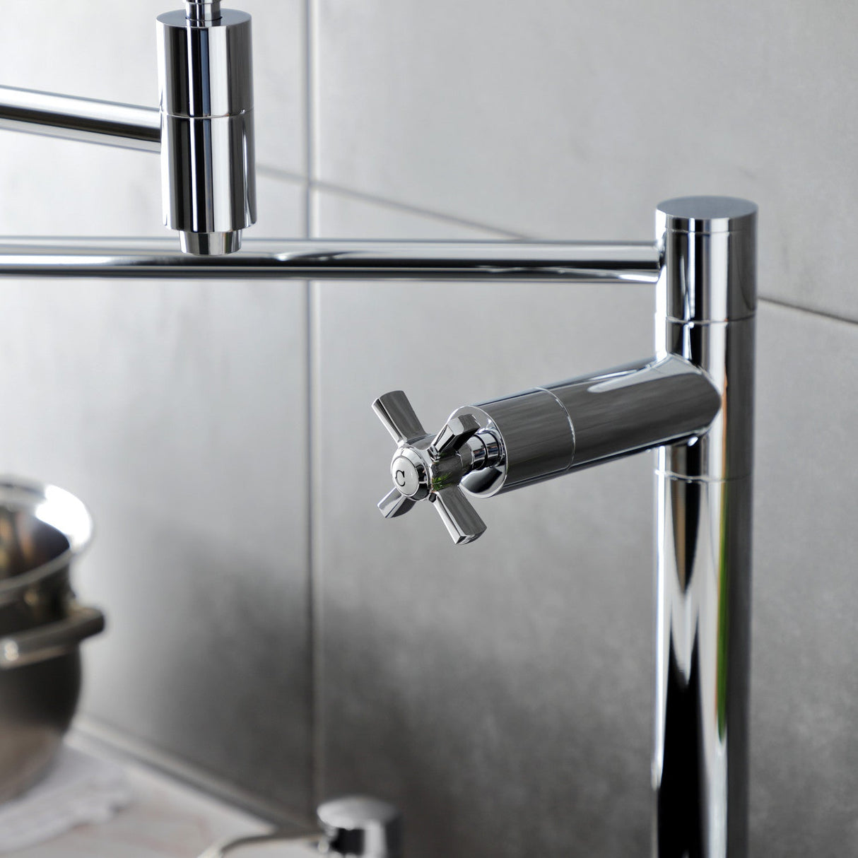 Millennium KS8701ZX Two-Handle 1-Hole Deck Mount Pot Filler, Polished Chrome