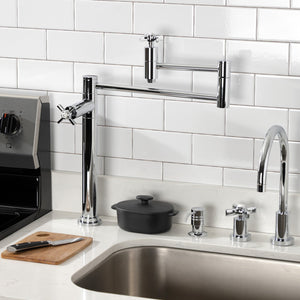 Millennium KS8701ZX Two-Handle 1-Hole Deck Mount Pot Filler, Polished Chrome