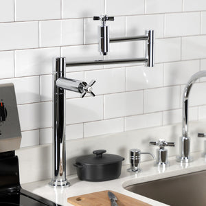 Millennium KS8701ZX Two-Handle 1-Hole Deck Mount Pot Filler, Polished Chrome
