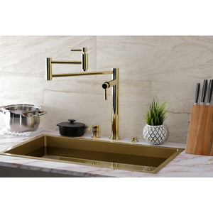 Concord KS8702DL Two-Handle 1-Hole Deck Mount Pot Filler, Polished Brass