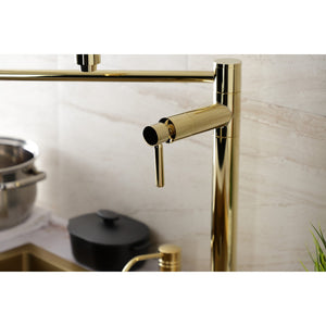 Concord KS8702DL Two-Handle 1-Hole Deck Mount Pot Filler, Polished Brass