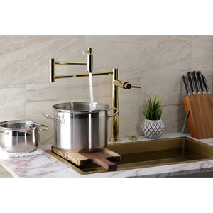Concord KS8702DL Two-Handle 1-Hole Deck Mount Pot Filler, Polished Brass