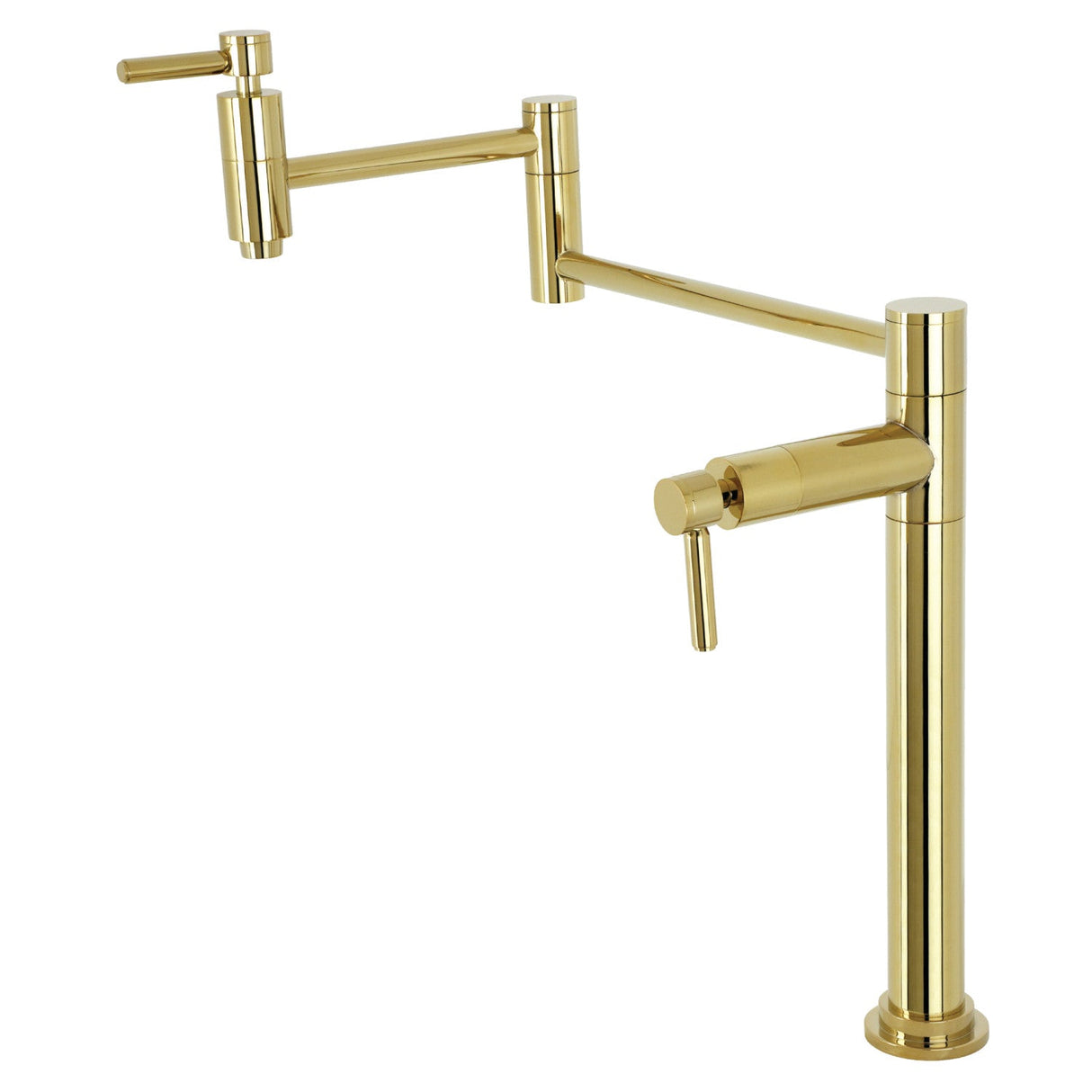 Concord KS8702DL Two-Handle 1-Hole Deck Mount Pot Filler, Polished Brass