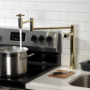 Concord KS8702DX Two-Handle 1-Hole Deck Mount Pot Filler, Polished Brass