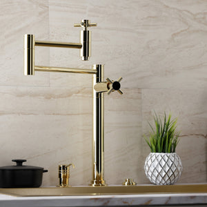 Concord KS8702DX Two-Handle 1-Hole Deck Mount Pot Filler, Polished Brass