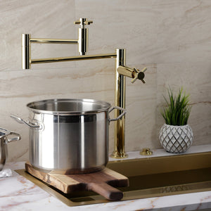 Concord KS8702DX Two-Handle 1-Hole Deck Mount Pot Filler, Polished Brass
