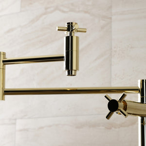 Concord KS8702DX Two-Handle 1-Hole Deck Mount Pot Filler, Polished Brass
