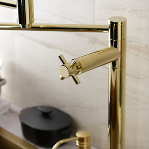 Concord KS8702DX Two-Handle 1-Hole Deck Mount Pot Filler, Polished Brass