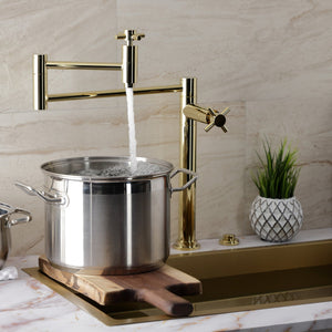 Concord KS8702DX Two-Handle 1-Hole Deck Mount Pot Filler, Polished Brass