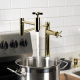 Millennium KS8702ZX Two-Handle 1-Hole Deck Mount Pot Filler, Polished Brass