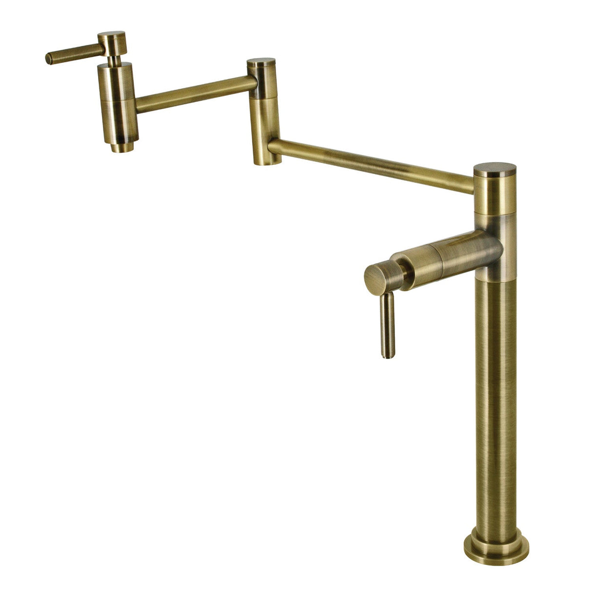 Concord KS8703DL Two-Handle 1-Hole Deck Mount Pot Filler, Antique Brass