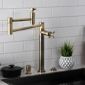 Millennium KS8703ZX Two-Handle 1-Hole Deck Mount Pot Filler, Antique Brass