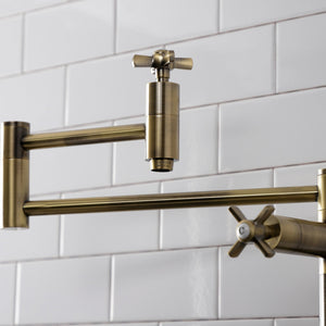 Millennium KS8703ZX Two-Handle 1-Hole Deck Mount Pot Filler, Antique Brass
