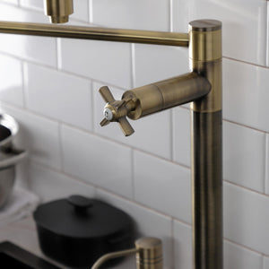 Millennium KS8703ZX Two-Handle 1-Hole Deck Mount Pot Filler, Antique Brass