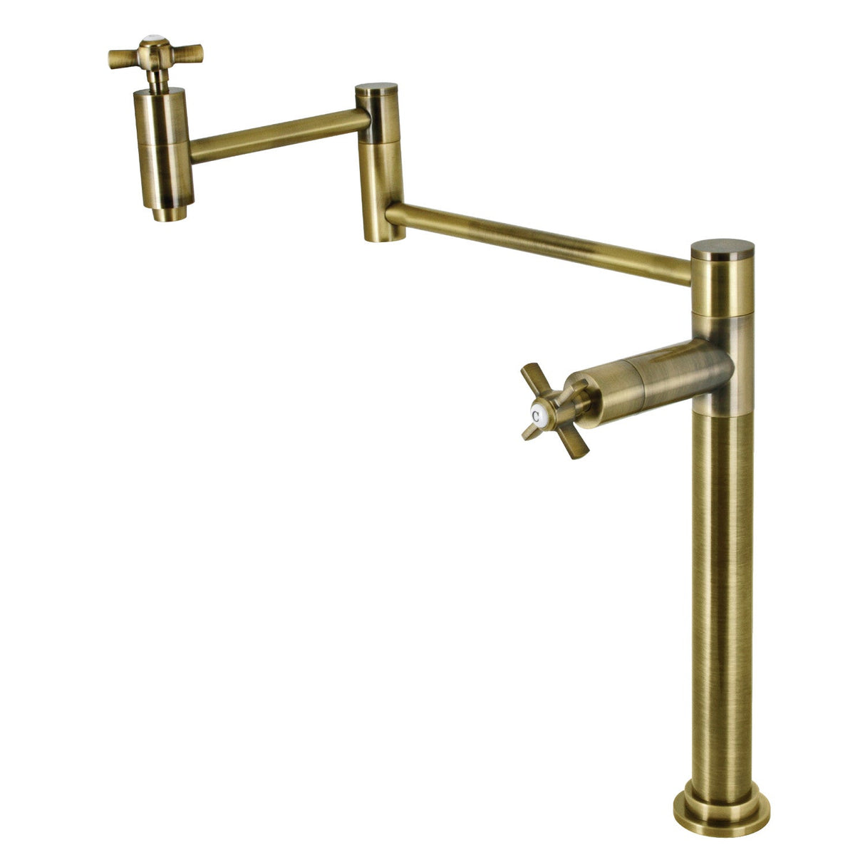 Millennium KS8703ZX Two-Handle 1-Hole Deck Mount Pot Filler, Antique Brass