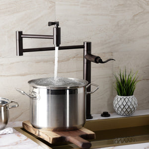 NuWave KS8705DFL Two-Handle 1-Hole Deck Mount Pot Filler, Oil Rubbed Bronze