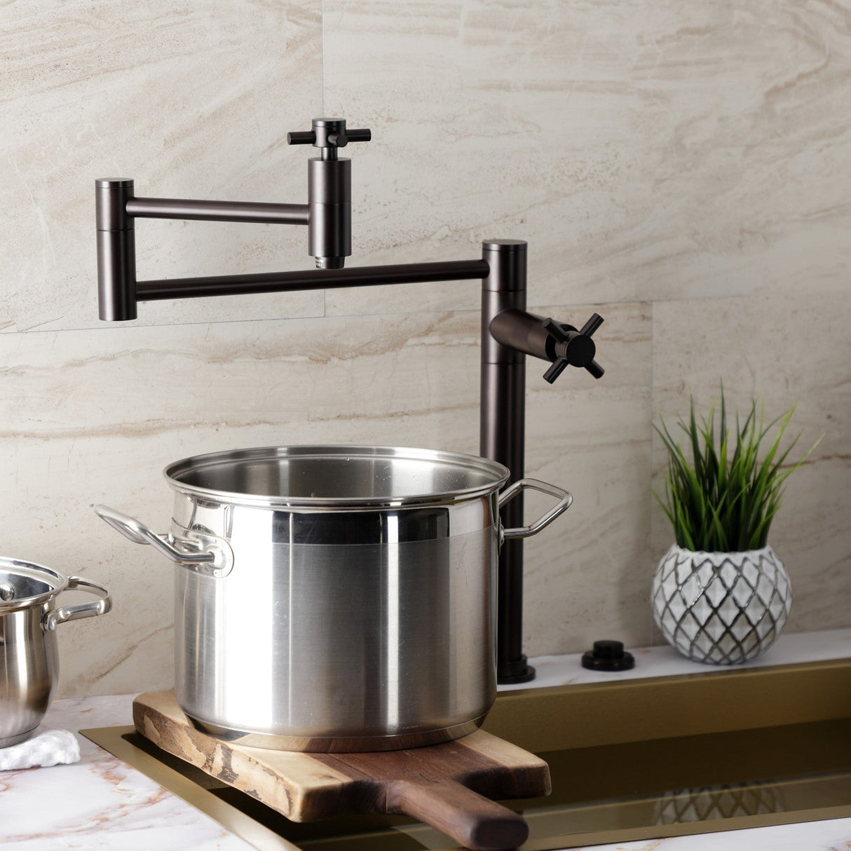 Concord KS8705DX Two-Handle 1-Hole Deck Mount Pot Filler, Oil Rubbed Bronze
