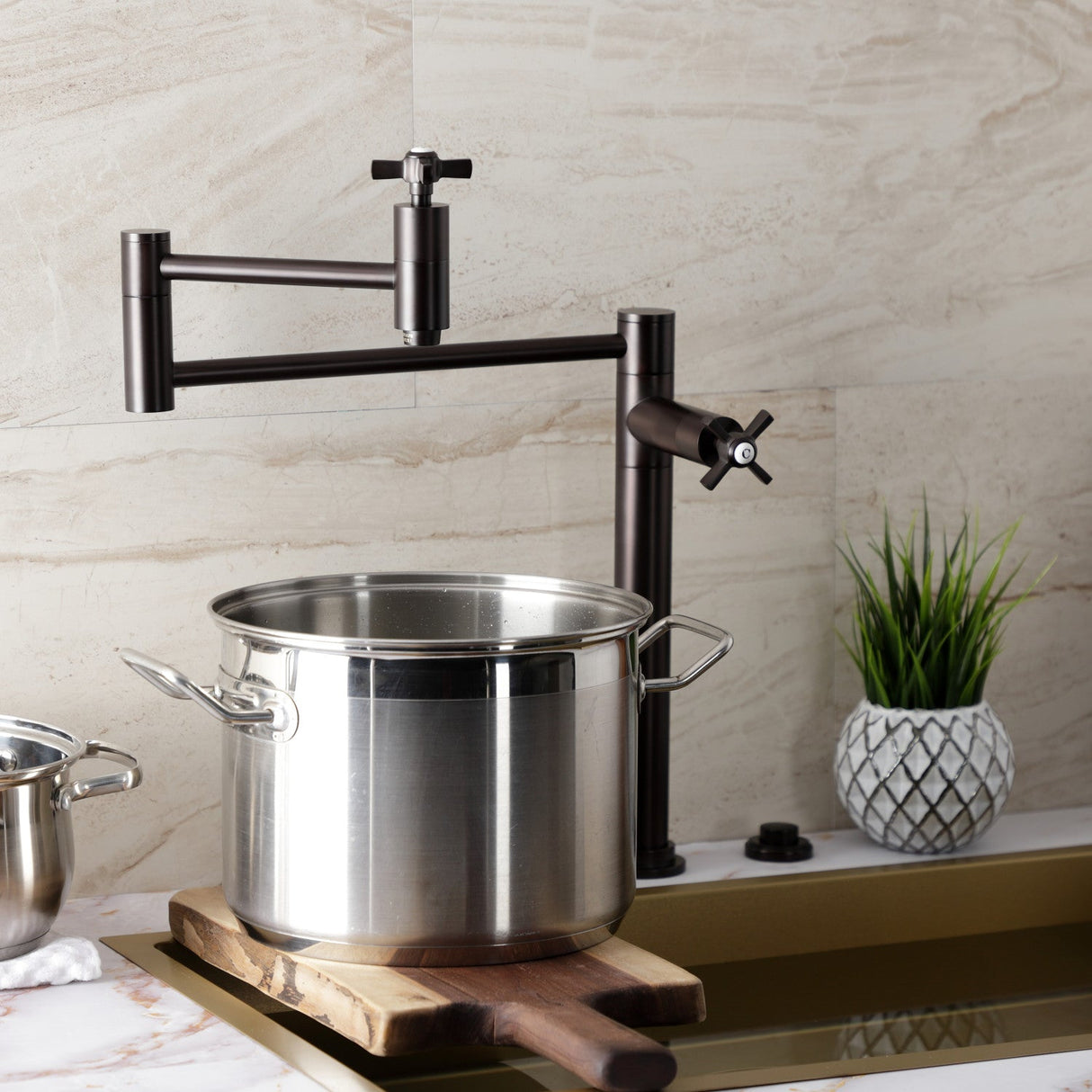 Millennium KS8705ZX Two-Handle 1-Hole Deck Mount Pot Filler, Oil Rubbed Bronze