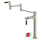 Kaiser KS8706DKL Two-Handle 1-Hole Deck Mount Pot Filler, Polished Nickel