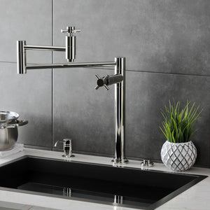 Concord KS8706DX Two-Handle 1-Hole Deck Mount Pot Filler, Polished Nickel