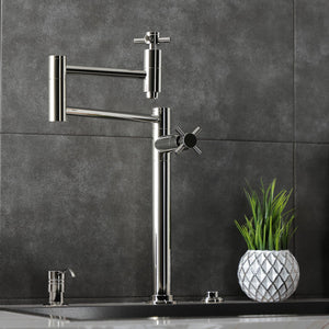 Concord KS8706DX Two-Handle 1-Hole Deck Mount Pot Filler, Polished Nickel