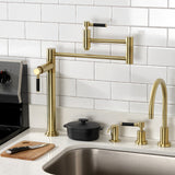 Kaiser KS8707DKL Two-Handle 1-Hole Deck Mount Pot Filler, Brushed Brass