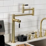 Kaiser KS8707DKL Two-Handle 1-Hole Deck Mount Pot Filler, Brushed Brass