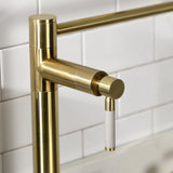 Kaiser KS8707DKL Two-Handle 1-Hole Deck Mount Pot Filler, Brushed Brass