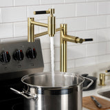 Kaiser KS8707DKL Two-Handle 1-Hole Deck Mount Pot Filler, Brushed Brass