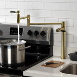 Kaiser KS8707DKL Two-Handle 1-Hole Deck Mount Pot Filler, Brushed Brass