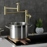 Kaiser KS8707DKL Two-Handle 1-Hole Deck Mount Pot Filler, Brushed Brass