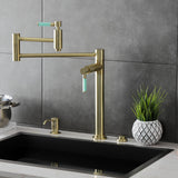 Kaiser KS8707DKL Two-Handle 1-Hole Deck Mount Pot Filler, Brushed Brass