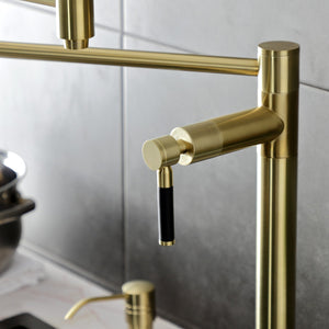 Kaiser KS8707DKL Two-Handle 1-Hole Deck Mount Pot Filler, Brushed Brass