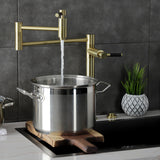 Kaiser KS8707DKL Two-Handle 1-Hole Deck Mount Pot Filler, Brushed Brass