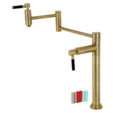 Kaiser KS8707DKL Two-Handle 1-Hole Deck Mount Pot Filler, Brushed Brass