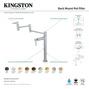 Concord KS8707DL Two-Handle 1-Hole Deck Mount Pot Filler, Brushed Brass