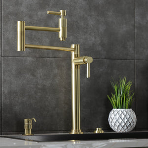 Concord KS8707DL Two-Handle 1-Hole Deck Mount Pot Filler, Brushed Brass