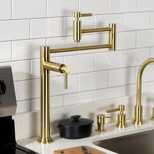 Concord KS8707DL Two-Handle 1-Hole Deck Mount Pot Filler, Brushed Brass