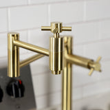 Concord KS8707DX Two-Handle 1-Hole Deck Mount Pot Filler, Brushed Brass