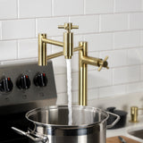 Concord KS8707DX Two-Handle 1-Hole Deck Mount Pot Filler, Brushed Brass