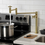 Concord KS8707DX Two-Handle 1-Hole Deck Mount Pot Filler, Brushed Brass