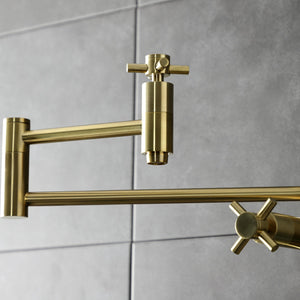 Concord KS8707DX Two-Handle 1-Hole Deck Mount Pot Filler, Brushed Brass
