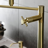 Concord KS8707DX Two-Handle 1-Hole Deck Mount Pot Filler, Brushed Brass