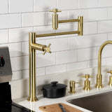 Concord KS8707DX Two-Handle 1-Hole Deck Mount Pot Filler, Brushed Brass