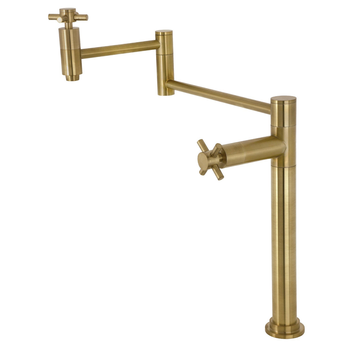 Concord KS8707DX Two-Handle 1-Hole Deck Mount Pot Filler, Brushed Brass