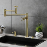 Millennium KS8707ZX Two-Handle 1-Hole Deck Mount Pot Filler, Brushed Brass